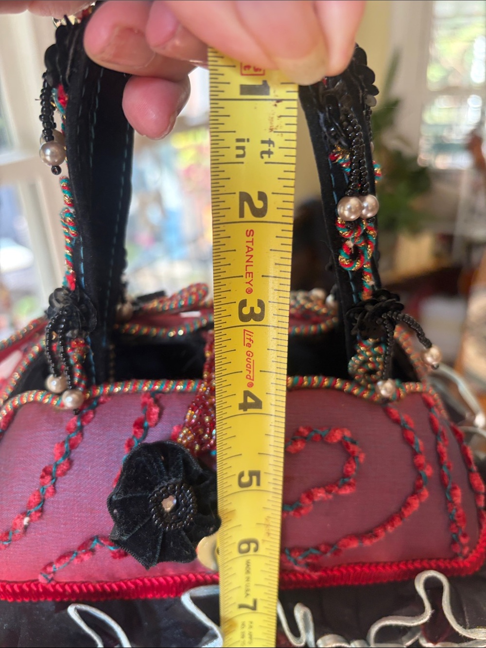 Mary Frances Embellished Red & Black Women's Handbag - Picture 13 of 14